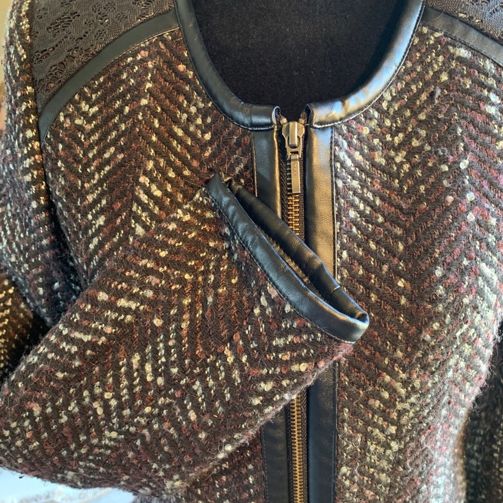 Hinge Jacket Black/Grey/Mauve Wool & Faux Leather - Picture 11 of 12